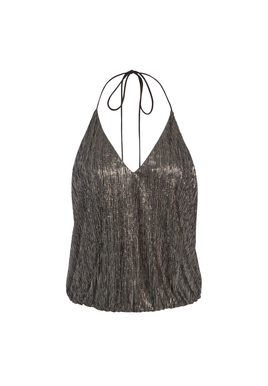 FERN METALLIC HALTER TOP-BLACK/GOLD-ALICE + OLIVIA