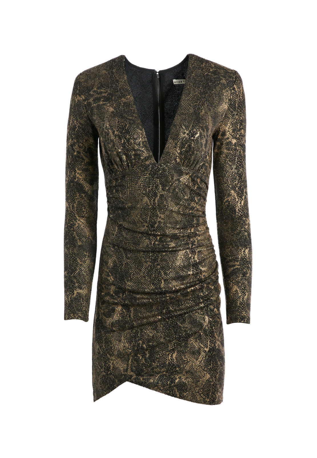 DIAZ SNAKE SKIN MINI DRESS-BLACK/GOLD-ALICE + OLIVIA