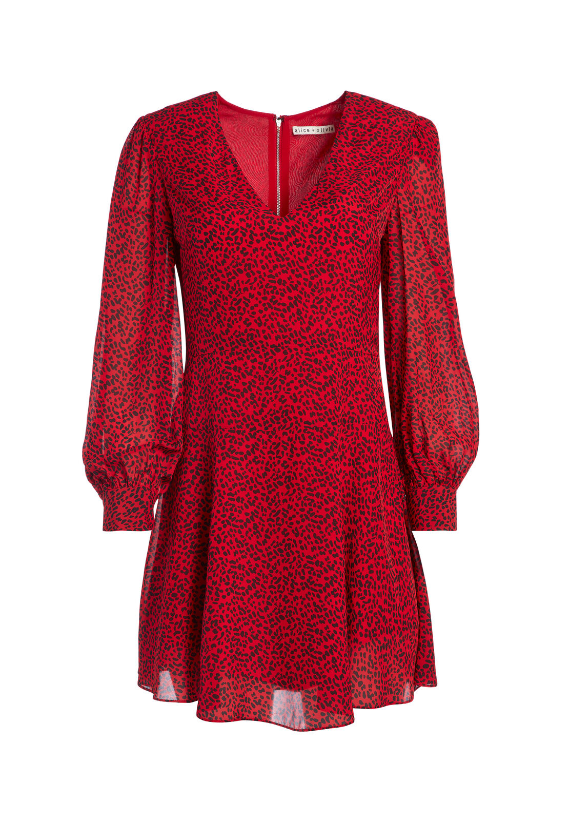 POLLY LEOPARD V-NECK MINI DRESS