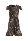 KIRBY LEOPARD RUFFLE MINI DRESS-BROWN MULTI-ALICE + OLIVIA