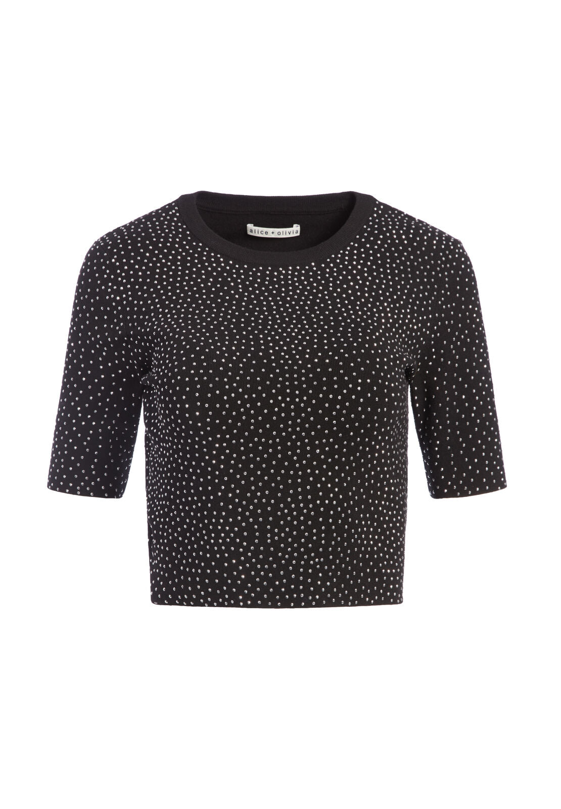 CIARA CRYSTAL CROP TOP-BLACK/GUNMETAL-ALICE + OLIVIA