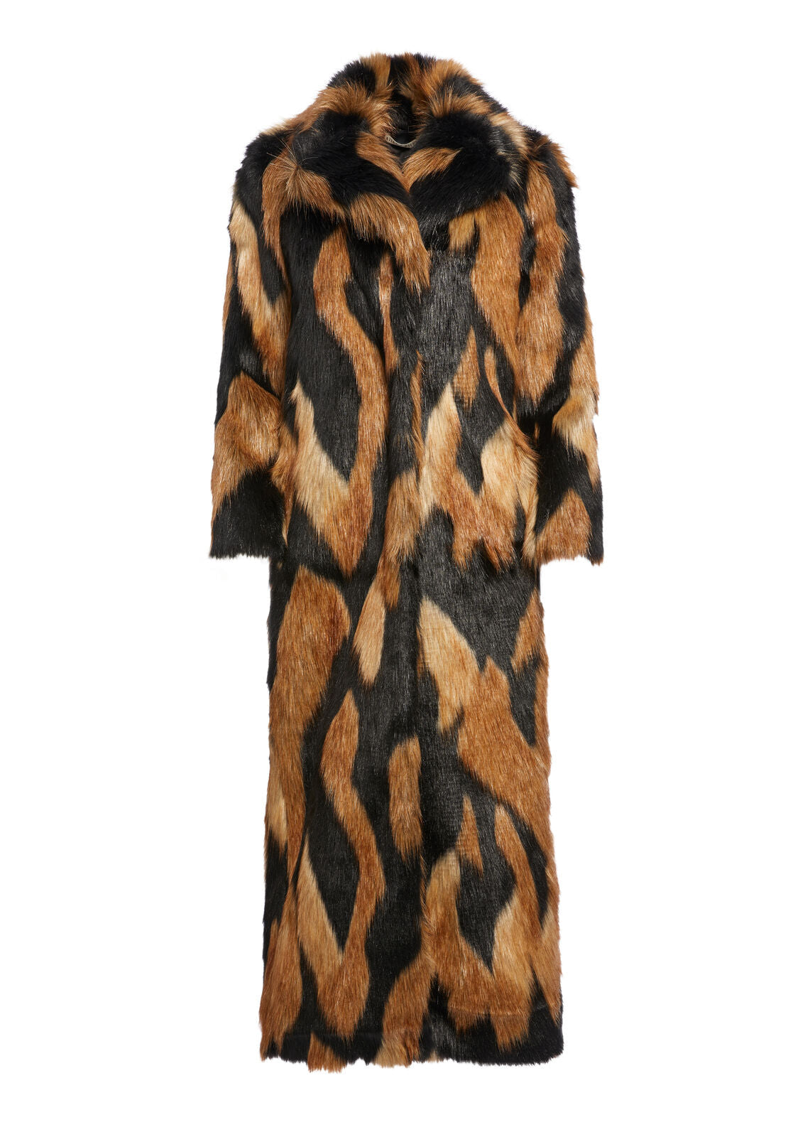 FOSTER FAUX FUR COAT-BLACK/MEDIUM BROWN-ALICE + OLIVIA