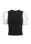 AUBREY PUFF SLEEVE CROP TOP-BLACK/WHITE-ALICE + OLIVIA