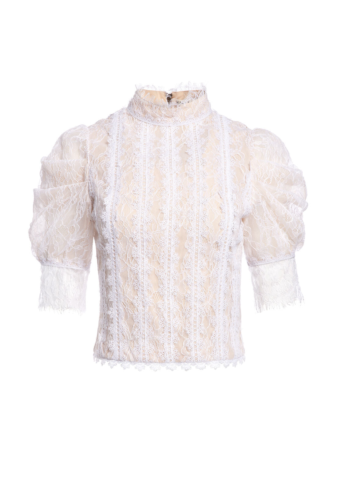 BRENNA LACE PUFF SLEEVE CROP TOP