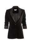 MACEY VELVET PLEATED SLEEVE BLAZER-Black-ALICE + OLIVIA