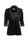 MACEY VELVET PLEATED SLEEVE BLAZER-Black-ALICE + OLIVIA