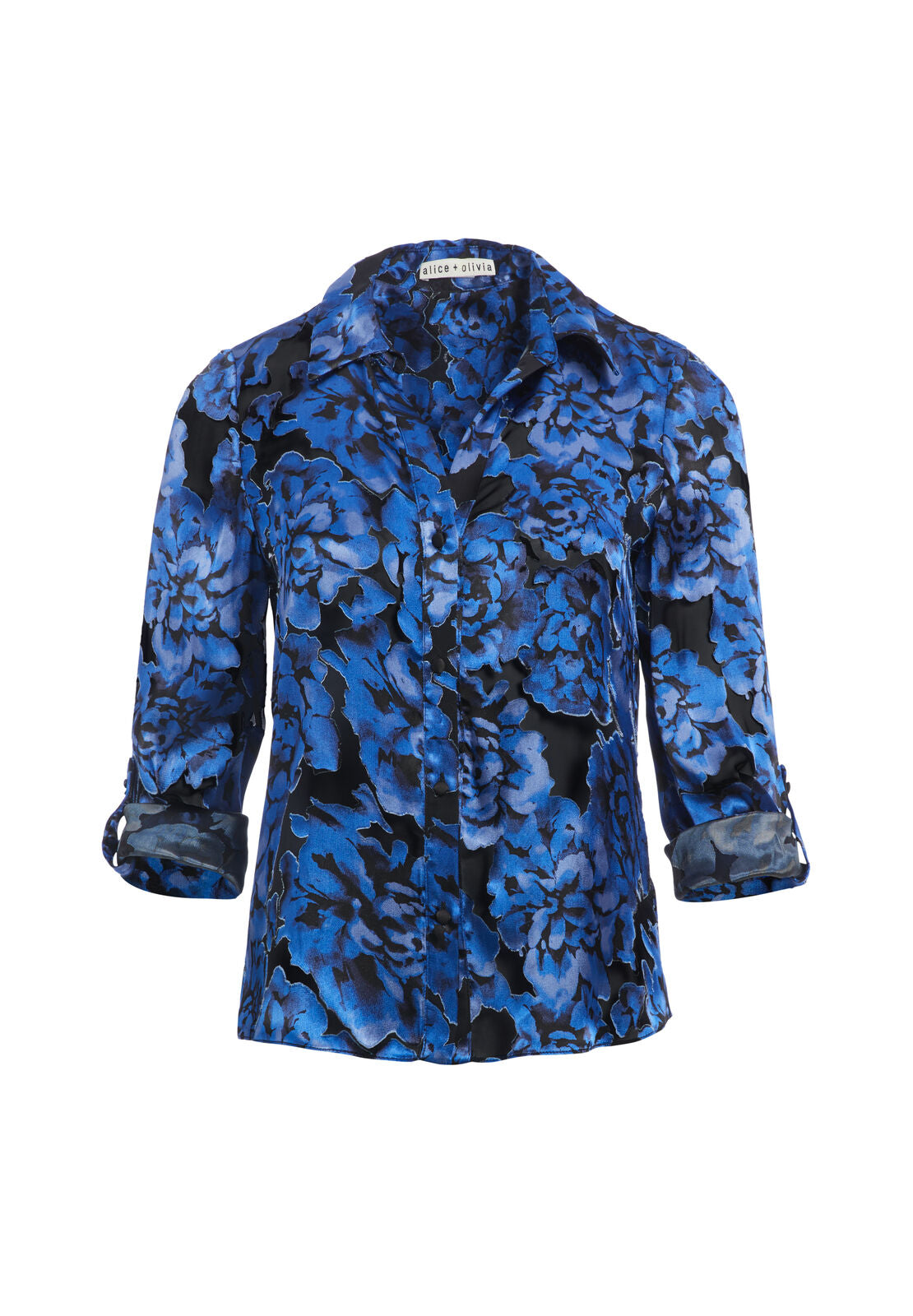 ELOISE ROLL CUFF BUTTON DOWN-SM FLORAL DREAM AZURE-ALICE + OLIVIA