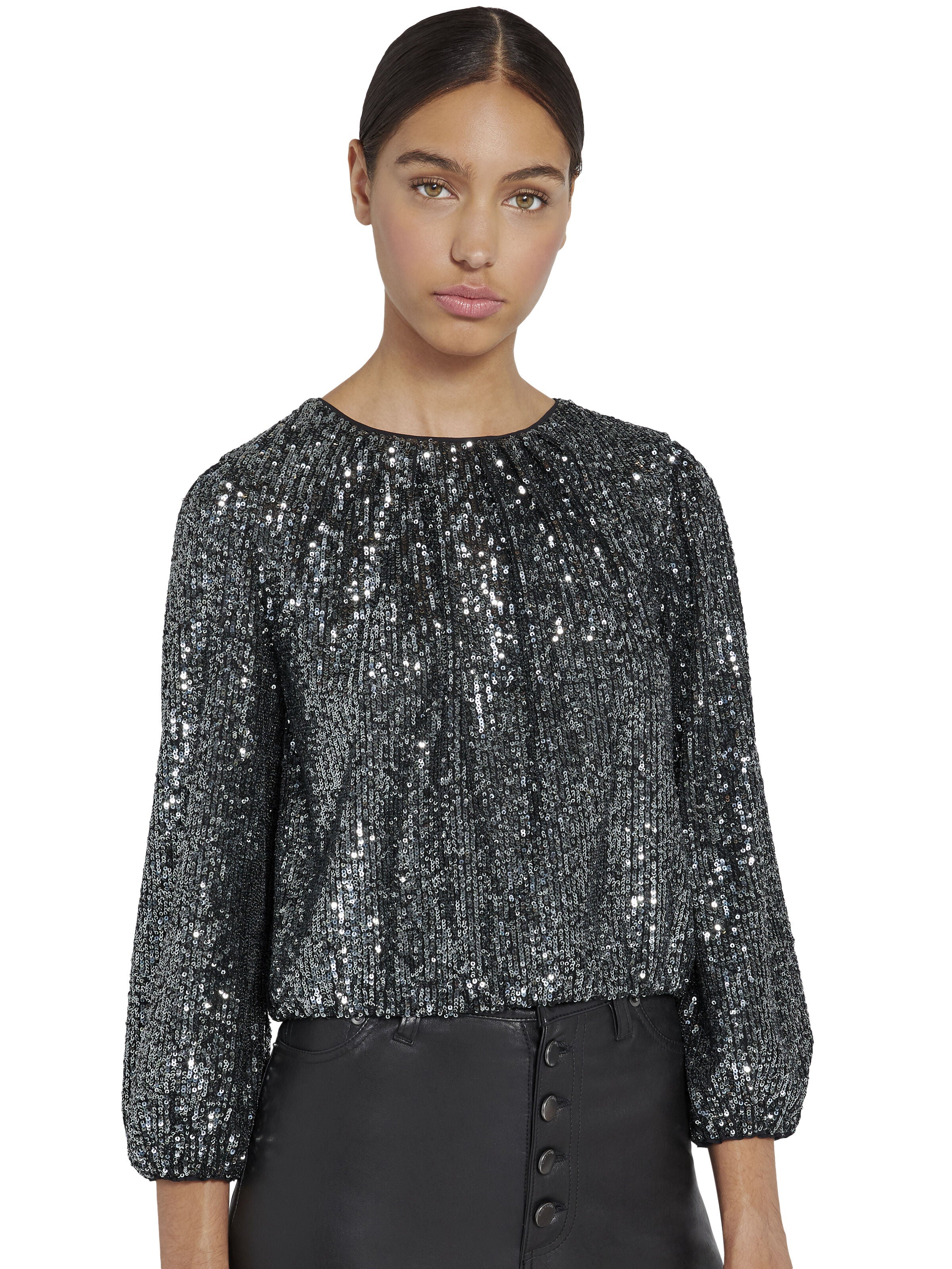 AVILA SEQUIN CREW NECK TOP-ALICE + OLIVIA