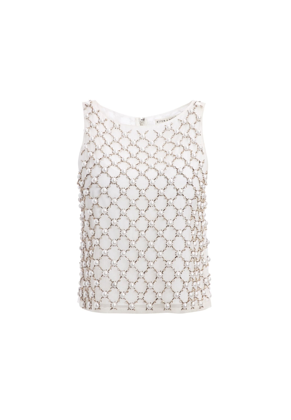 AMAL PEARL BOXY TANK-White-ALICE + OLIVIA