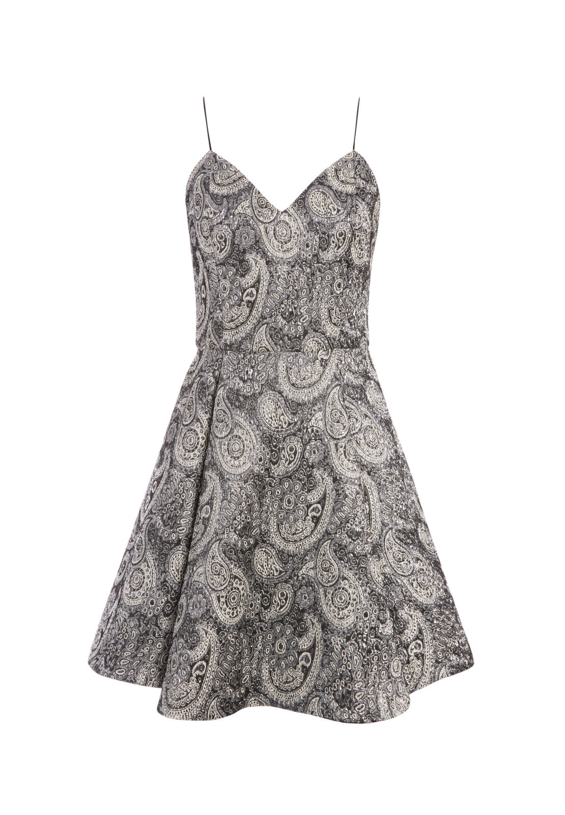 ANNETTE METALLIC MINI DRESS-SILVER-ALICE + OLIVIA