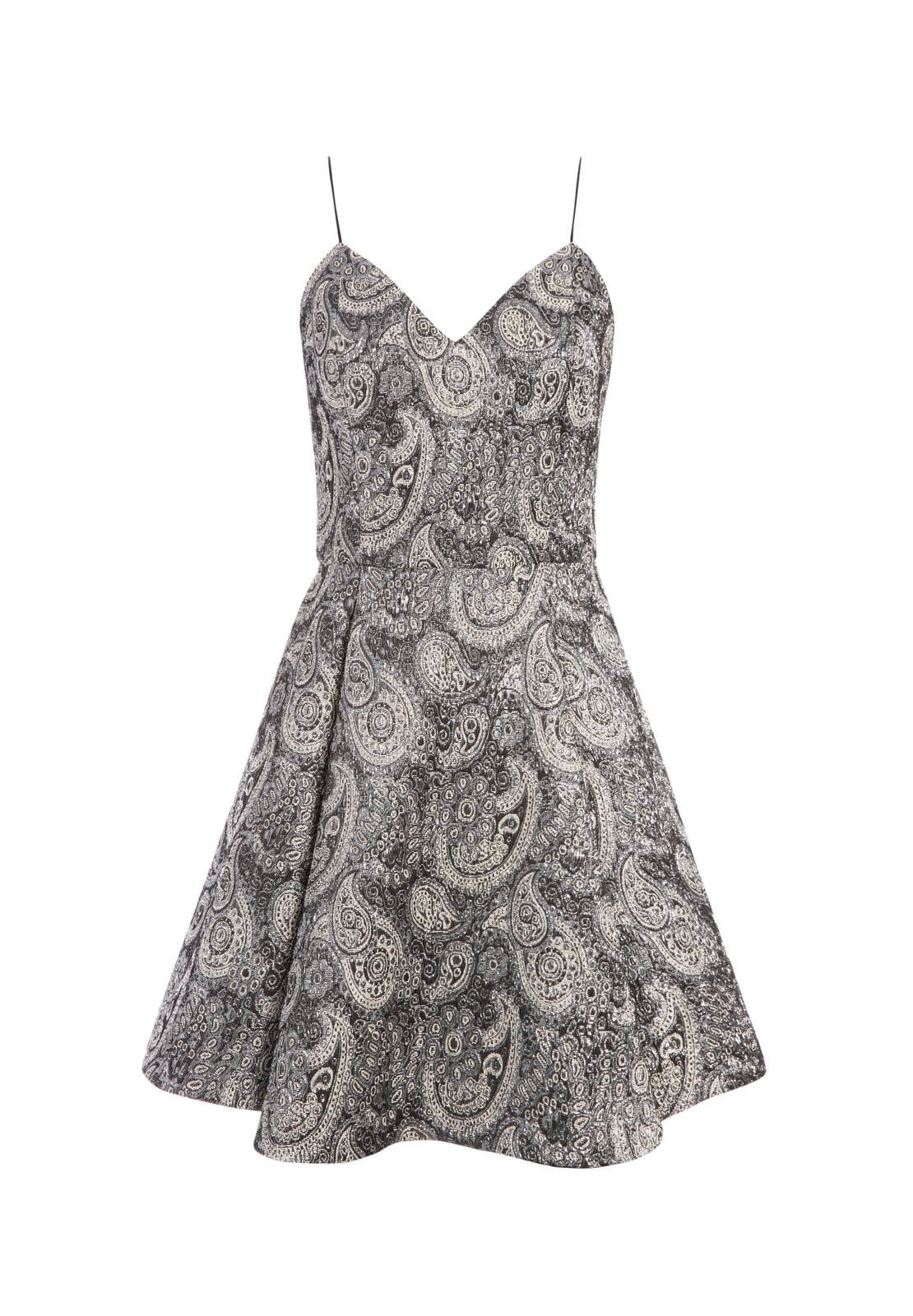 ANNETTE METALLIC MINI DRESS-SILVER-ALICE + OLIVIA