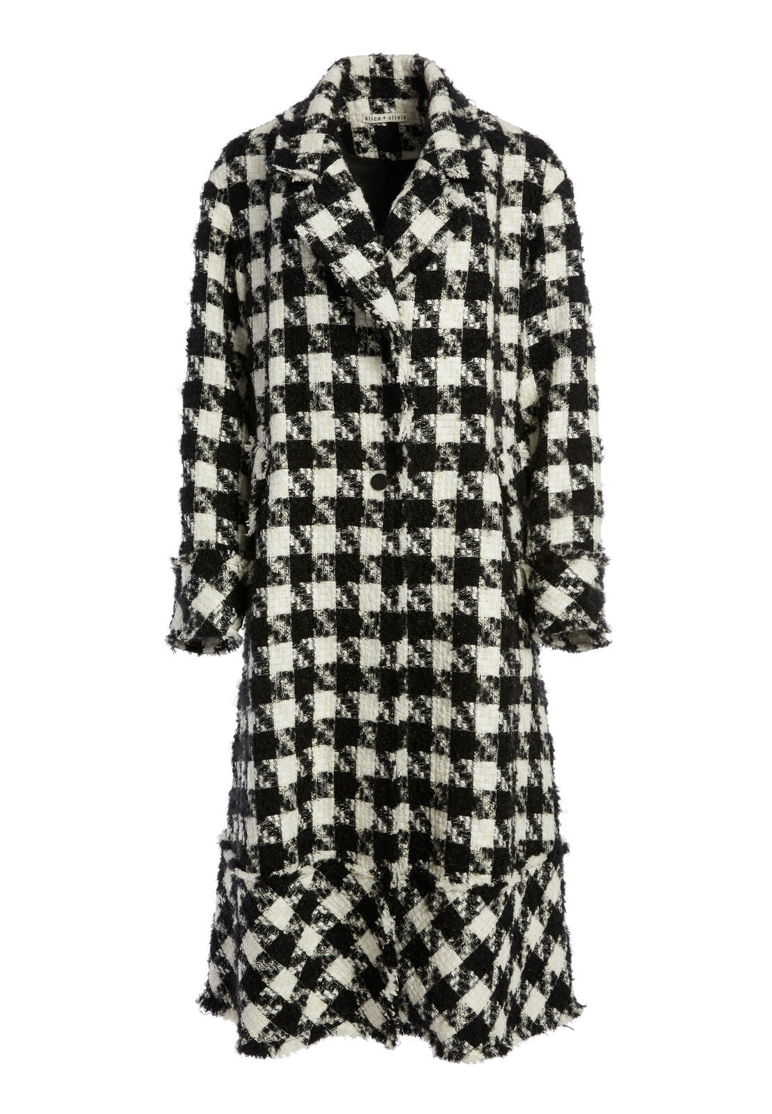 STEFAN LONG NOTCH COLLAR COAT-BLACK/WHITE-ALICE + OLIVIA
