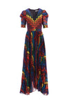 HAVEN PLEATED HIGH LOW DRESS-RUFFLED FEATHER MULTI-ALICE + OLIVIA