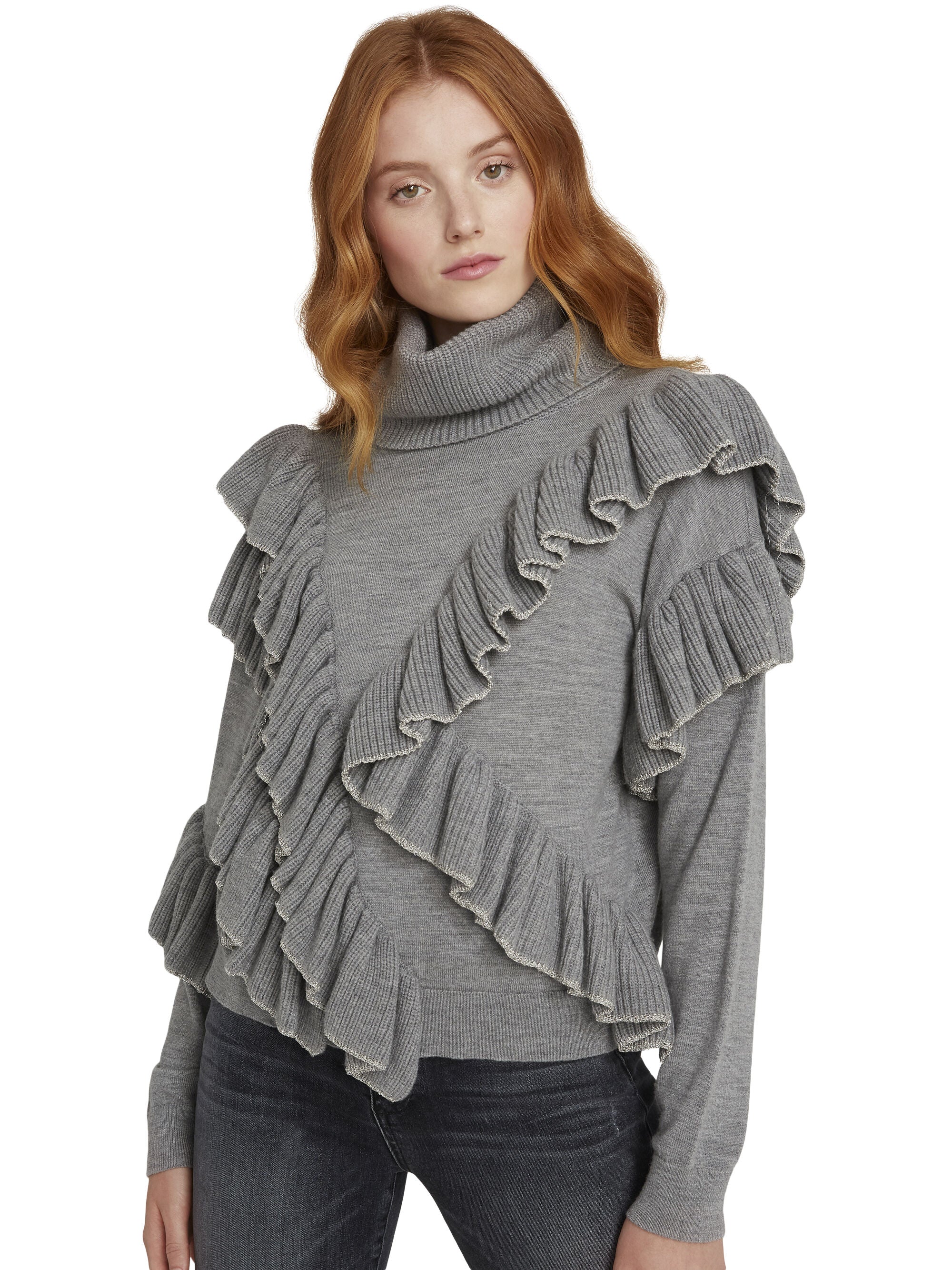 LIBBIE METALLIC TRIM TURTLENECK-ALICE + OLIVIA