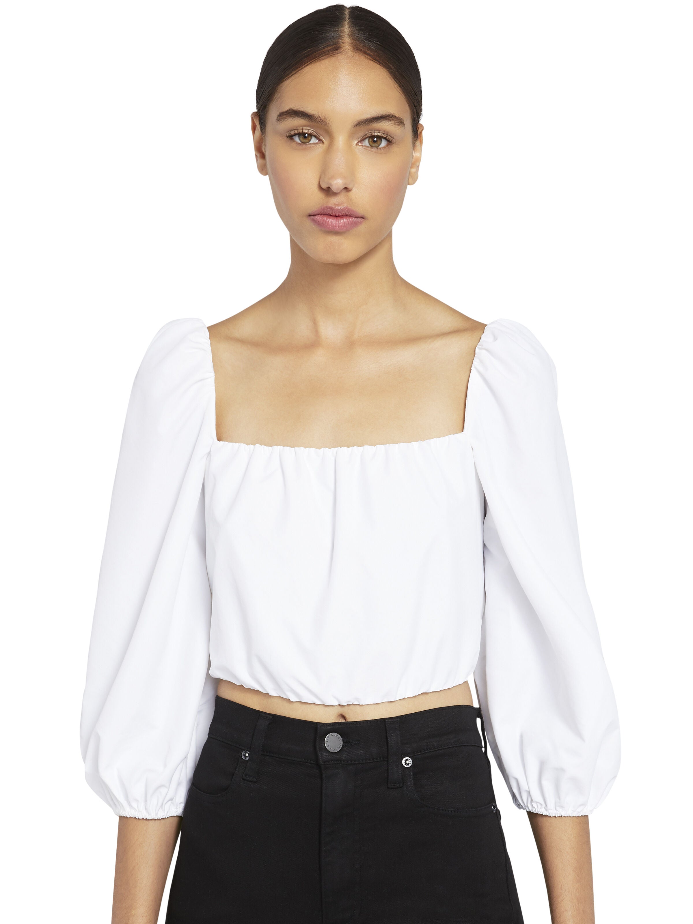 ALTA PEASANT CROP TOP-White-ALICE + OLIVIA