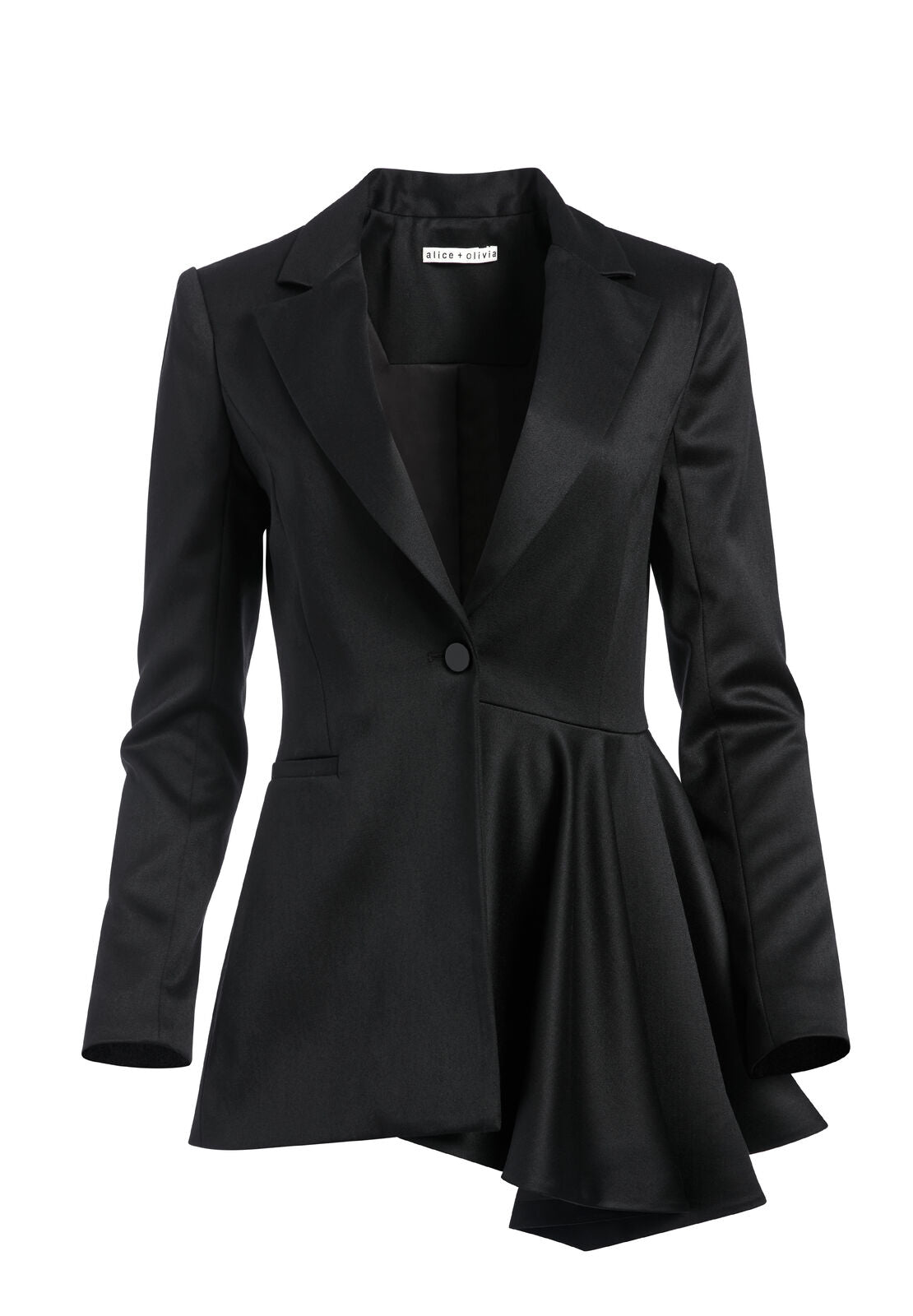 HUDSON ASYMMETRICAL DRAPED BLAZER-Black-ALICE + OLIVIA