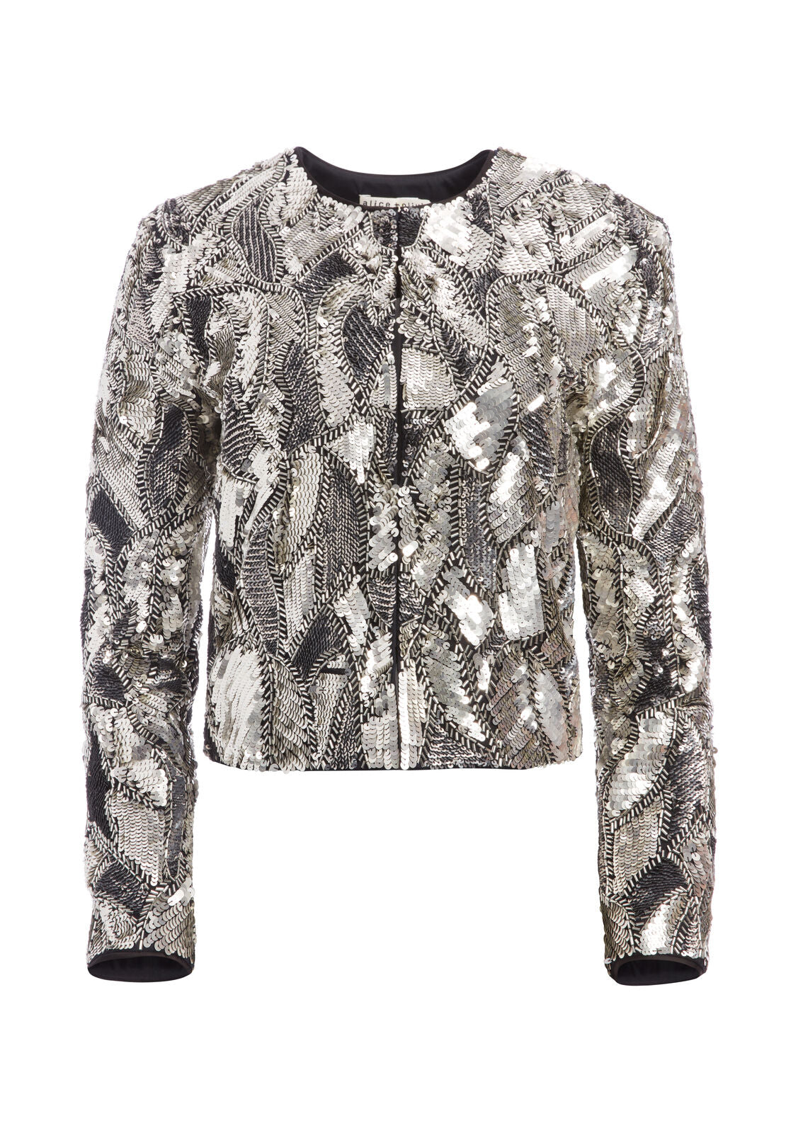 KIDMAN METALLIC SEQUIN JACKET-SILVER-ALICE + OLIVIA