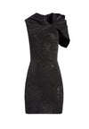 KIRO SHIMMER RUFFLE MINI DRESS-Black-ALICE + OLIVIA