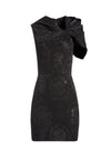 KIRO SHIMMER RUFFLE MINI DRESS-Black-ALICE + OLIVIA