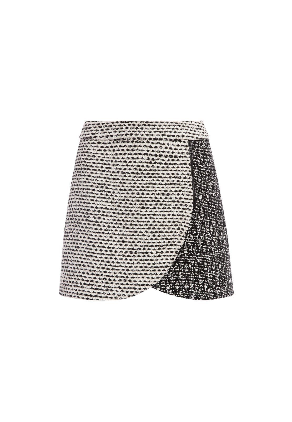 LENNON COLOR BLOCK MINI SKIRT-WHITE/BLACK-ALICE + OLIVIA