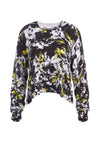 QUINTIN METALLIC PRINTED PULLOVER-BLACK/WHITE/NEON YELLOW-ALICE + OLIVIA