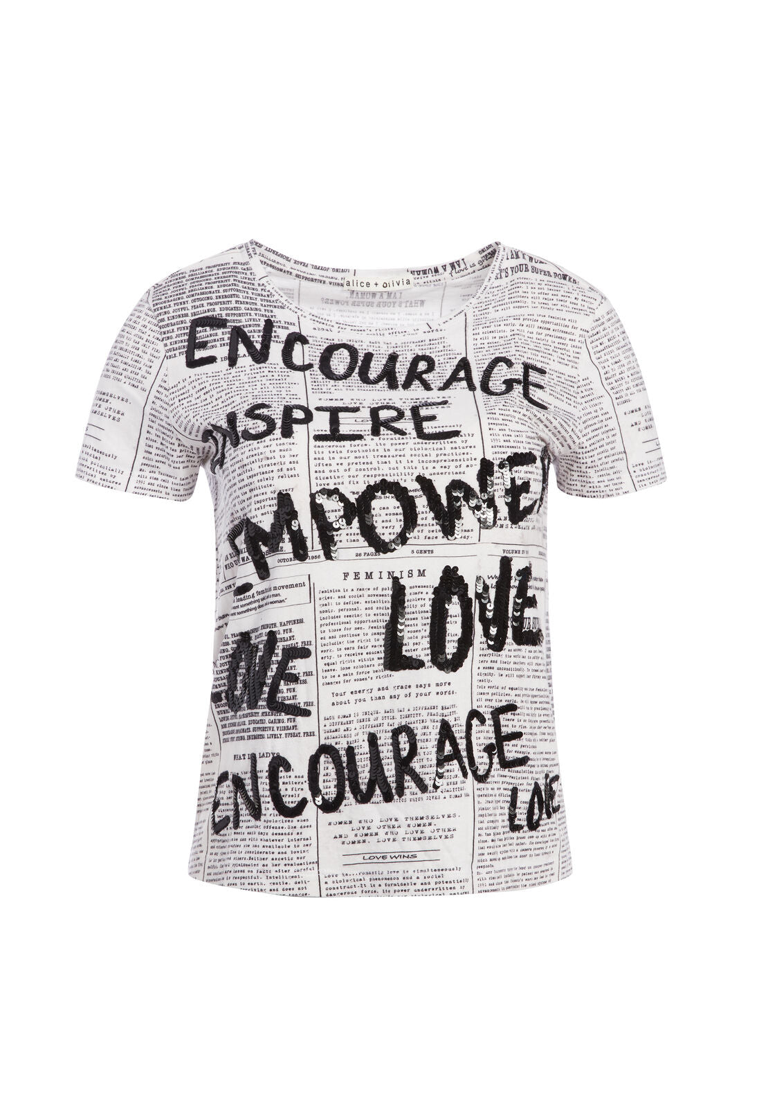 RYLYN NEWSPAPER CREW NECK TOP-NEWSPAPER-ALICE + OLIVIA