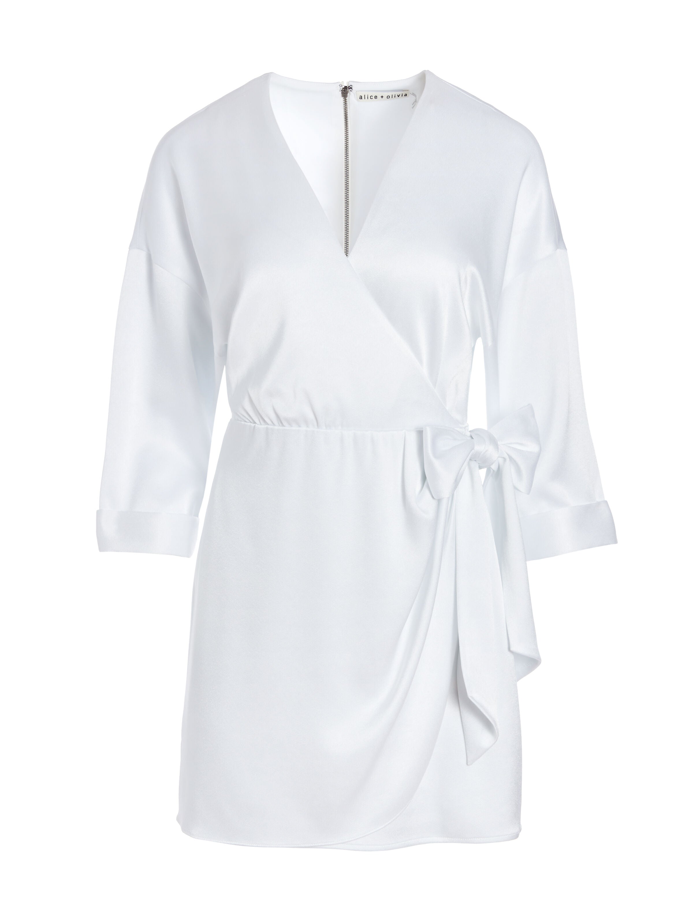 OPHELIA TIE WAIST MINI DRESS-White-ALICE + OLIVIA
