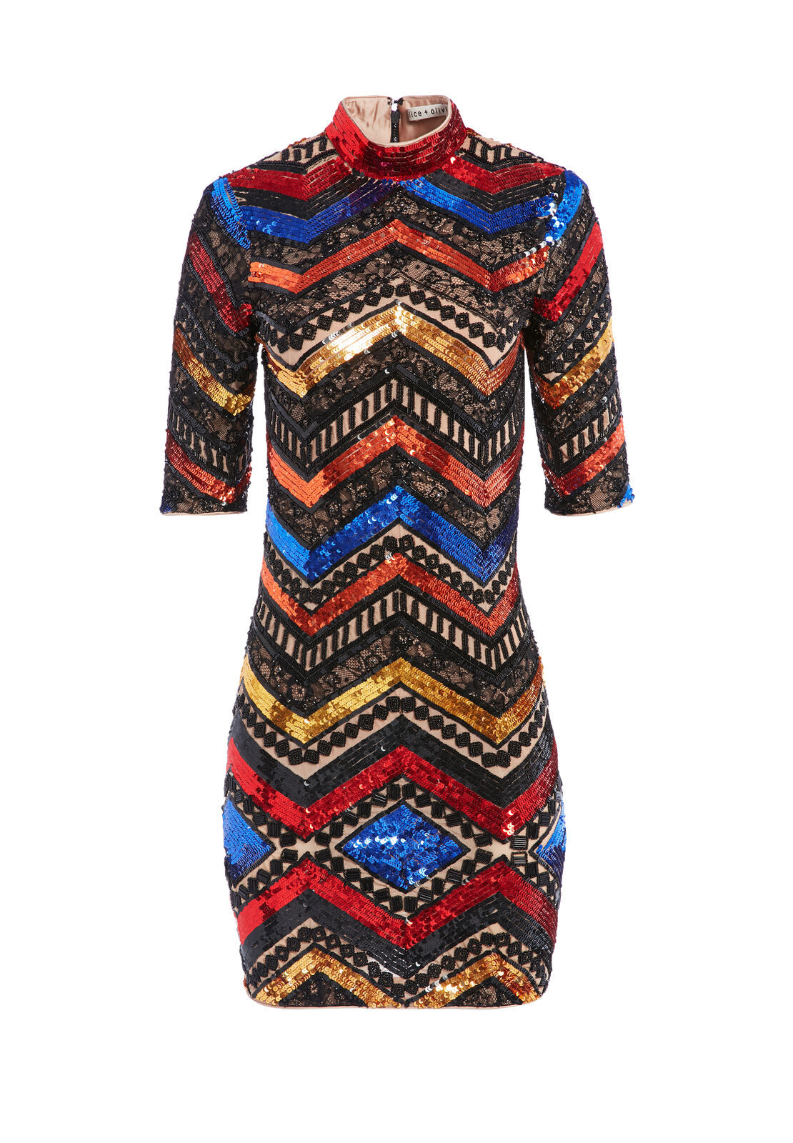 INKA RAINBOW SEQUIN MINI DRESS-ALICE + OLIVIA