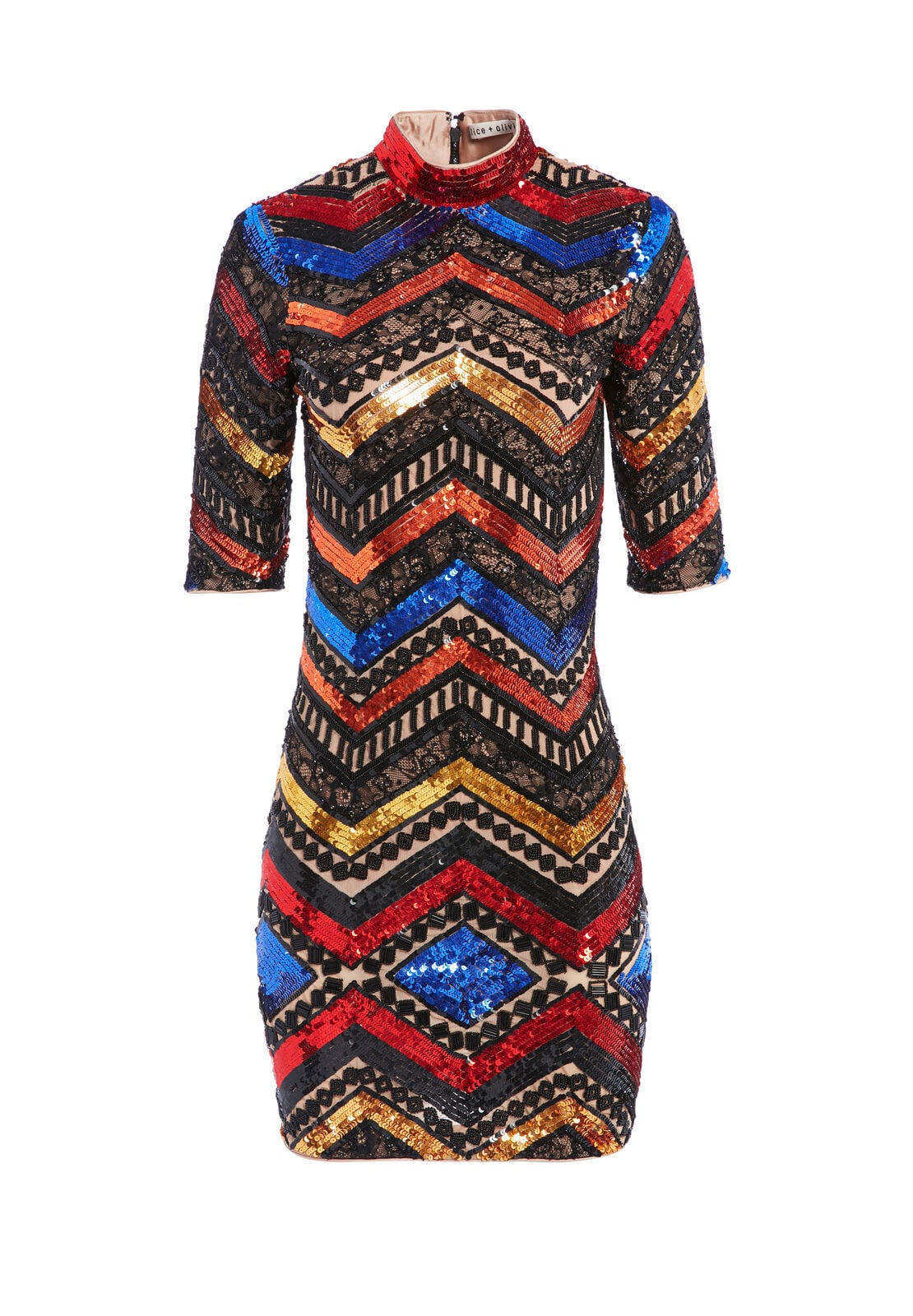 INKA RAINBOW SEQUIN MINI DRESS-ALICE + OLIVIA