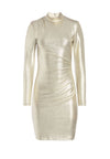 HILARY RUCHED METALLIC MINI DRESS-PALE GOLD-ALICE + OLIVIA