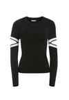 JAZI CUT OUT SLEEVE PULLOVER-BLACK/OFF WHITE-ALICE + OLIVIA