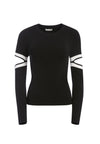 JAZI CUT OUT SLEEVE PULLOVER-BLACK/OFF WHITE-ALICE + OLIVIA