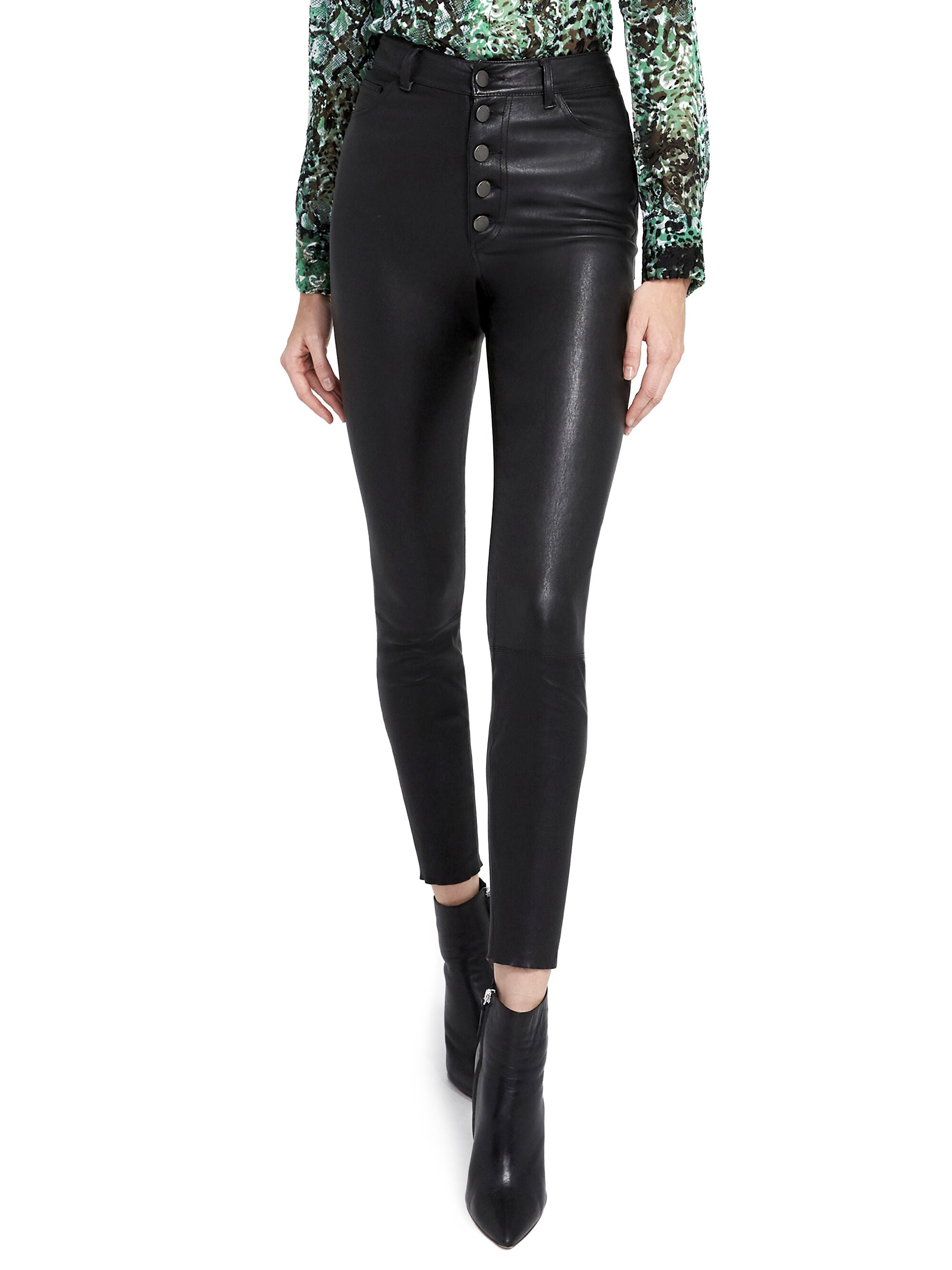 GOOD MIKAH LEATHER HIGH RISE PANT-Black-ALICE + OLIVIA