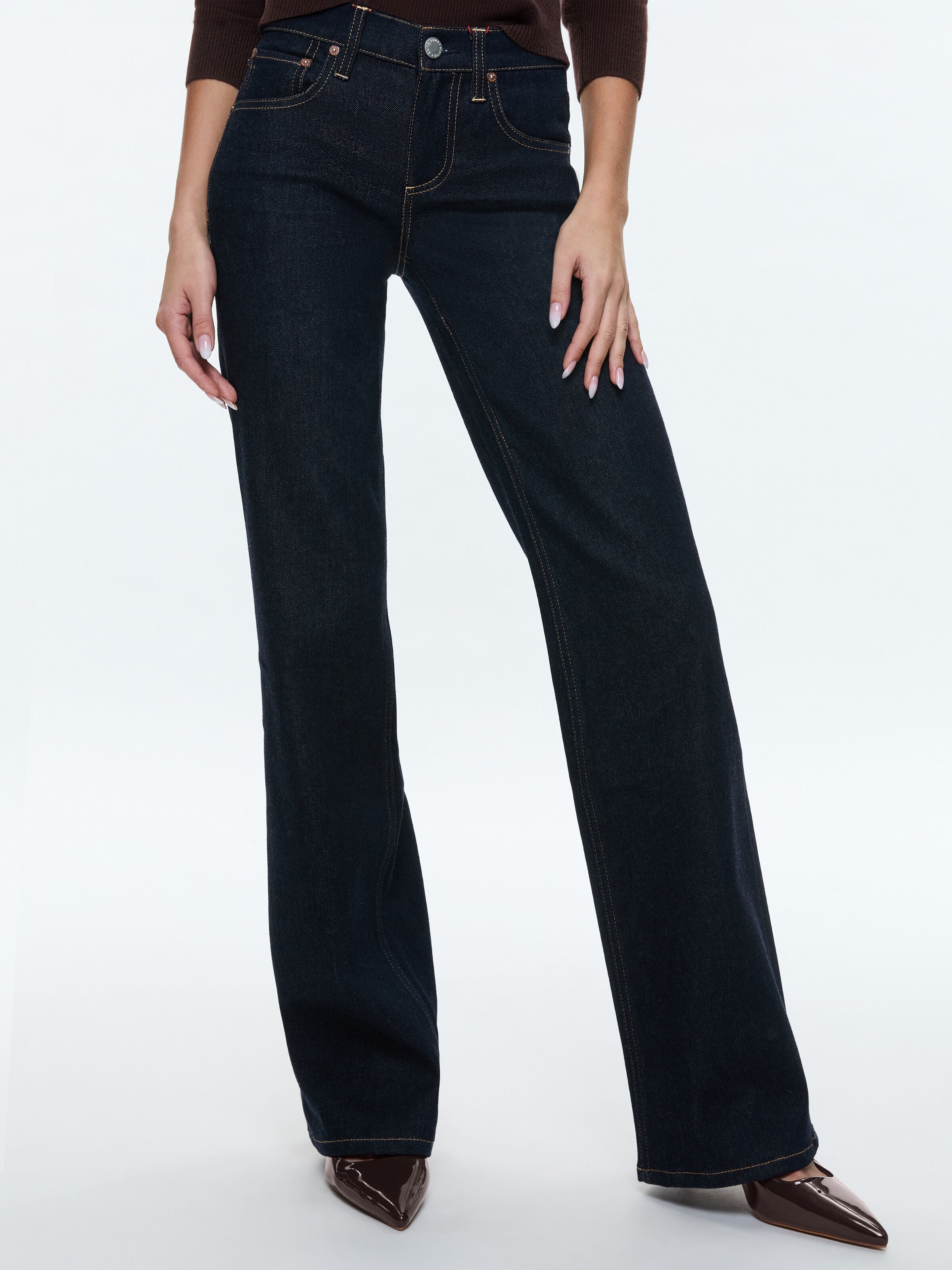 BODIE LOW RISE JEAN-DARK RINSE-ALICE + OLIVIA