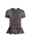 GABRIELLA RUFFLE HEM TEE-WASHED BLACK-ALICE + OLIVIA