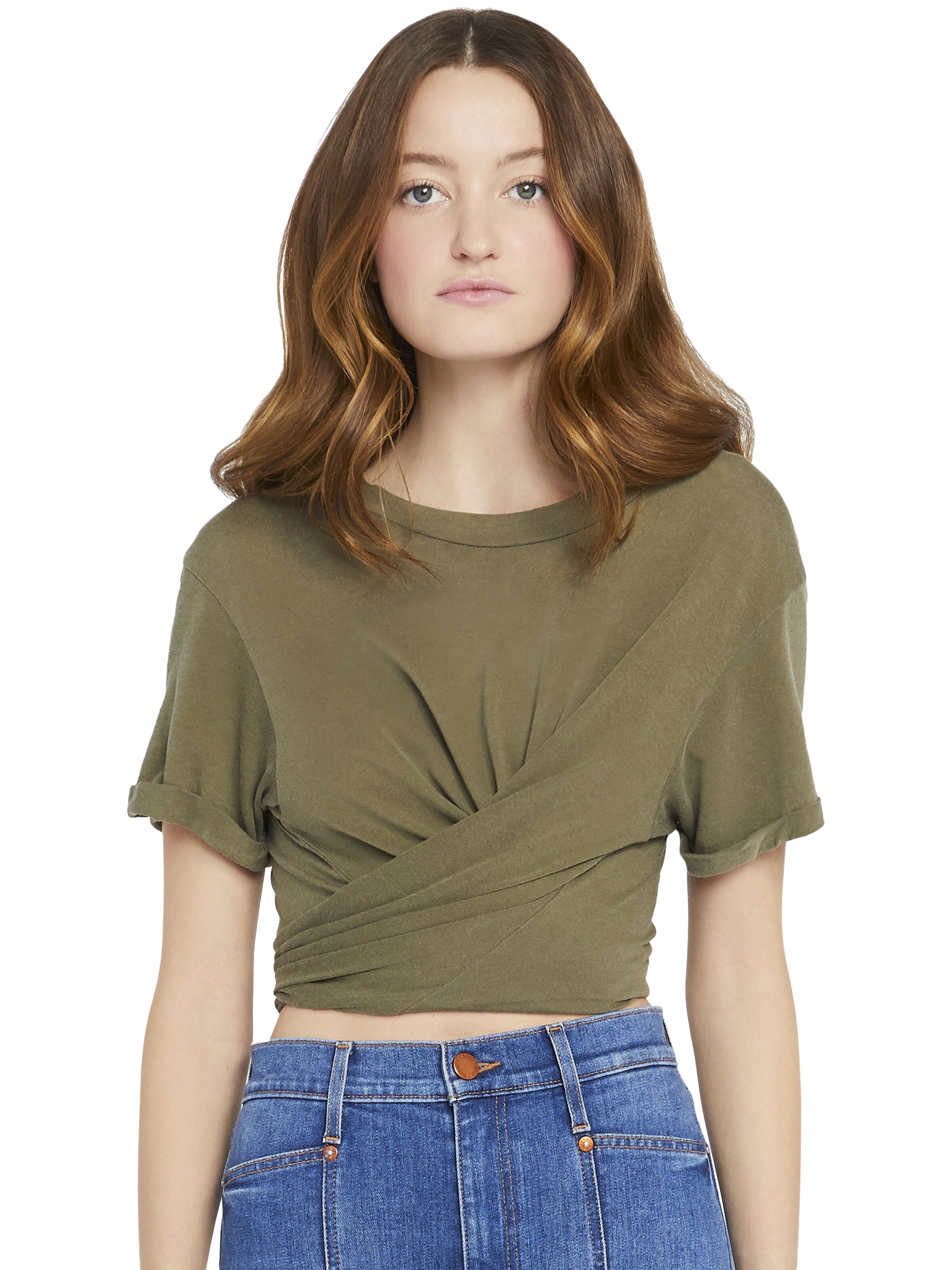 JASPER TEE WITH BACK TIE-OLIVE-ALICE + OLIVIA
