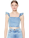 KILEY FLUTTER SLEEVE CROP TOP-NOT YOURS-ALICE + OLIVIA