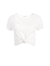 KANE TIE FRONT CROPPED TEE-ALICE + OLIVIA