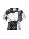 ELINA CROPPED BANDANA TEE-VINTAGE BANDANA PATCH BLK/WHT-ALICE + OLIVIA
