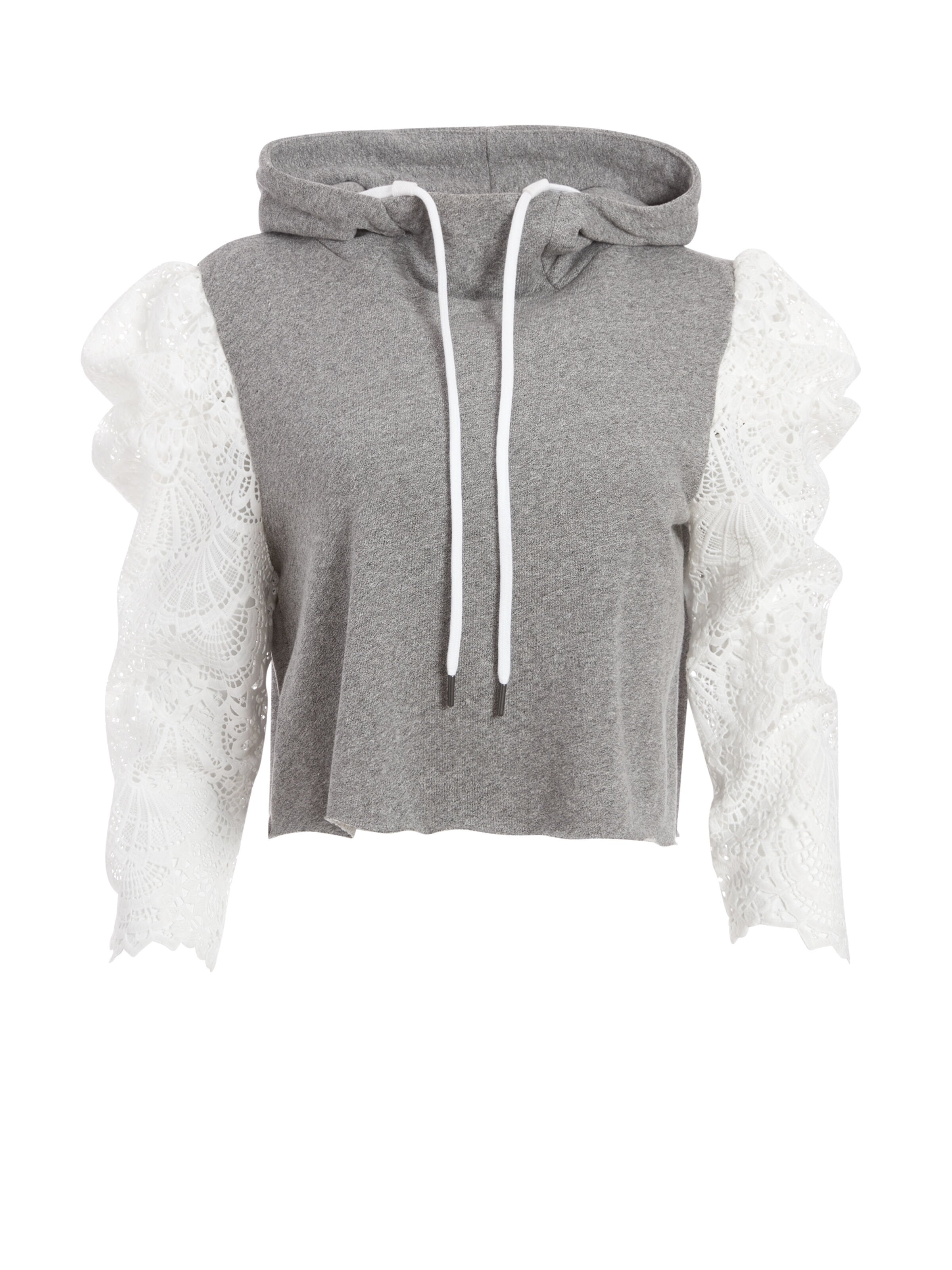 MUFFY PUFF SLEEVE HOODIE-MELANGE GREY-ALICE + OLIVIA