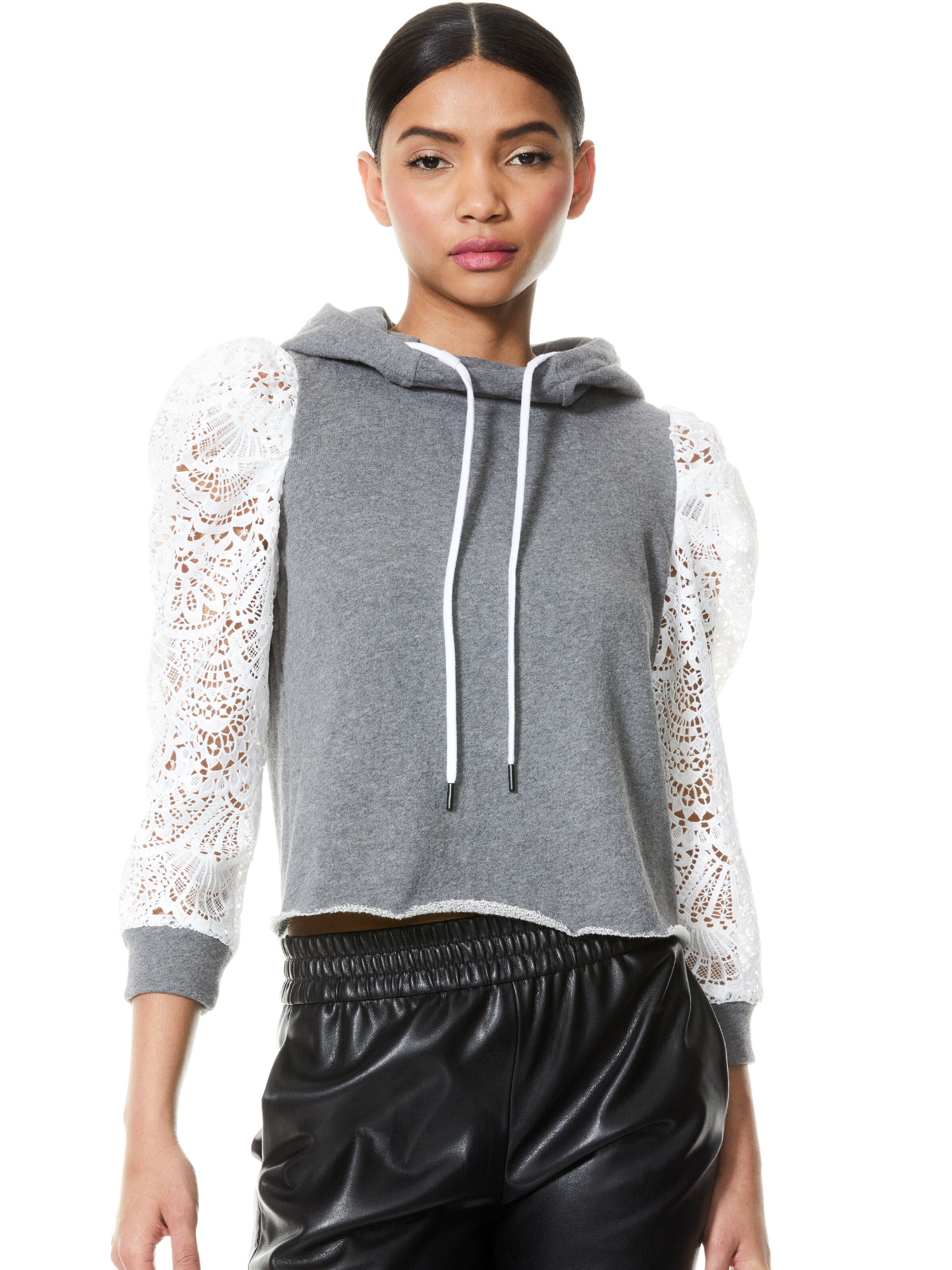 MUFFY PUFF SLEEVE HOODIE-ALICE + OLIVIA