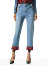 AMAZING HIGH RISE PLAID CUFF JEAN-INDIGO NIGHTS/COMBO-ALICE + OLIVIA