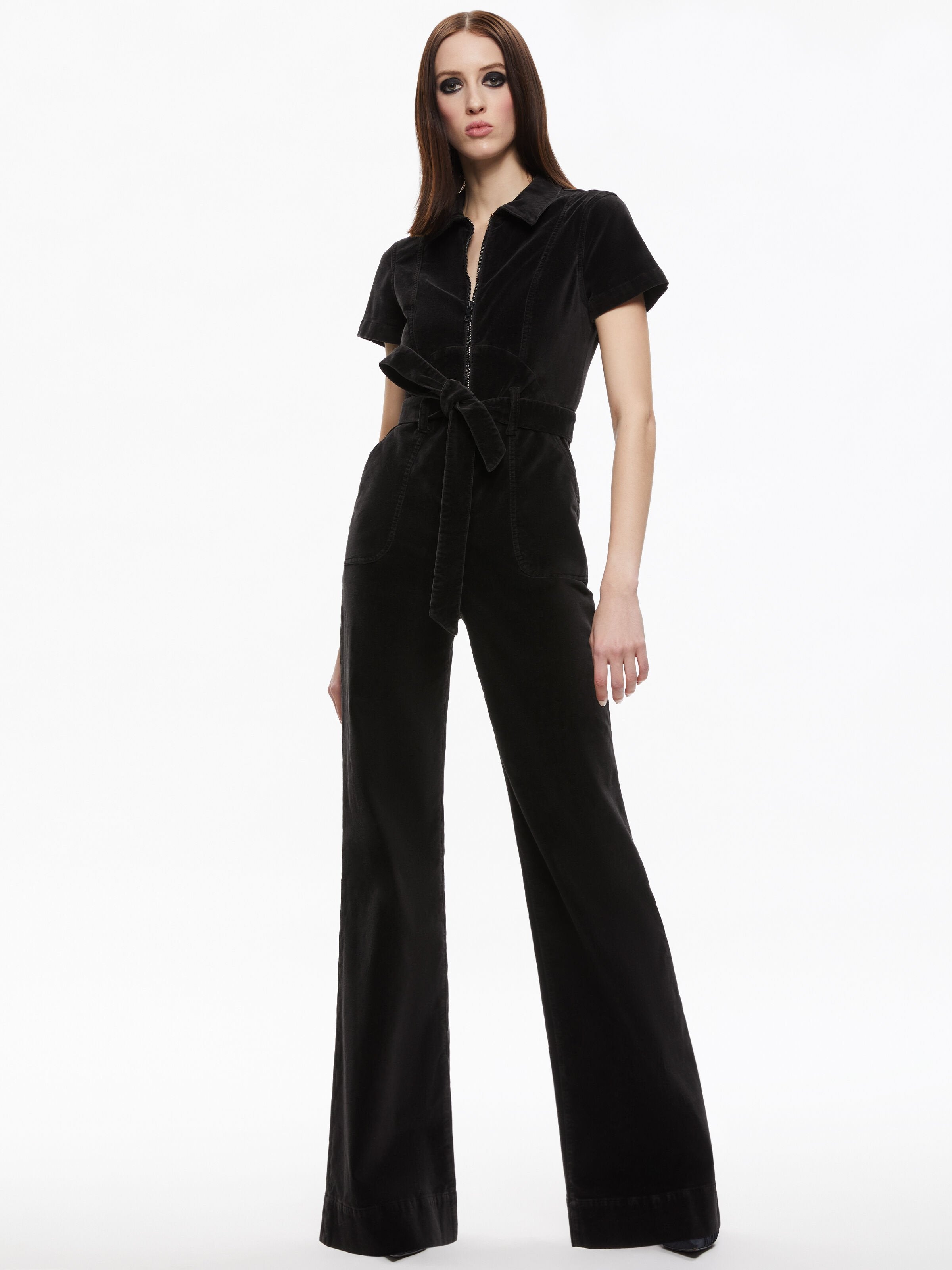 GORGEOUS WIDE LEG JUMPSUIT-Black-ALICE + OLIVIA