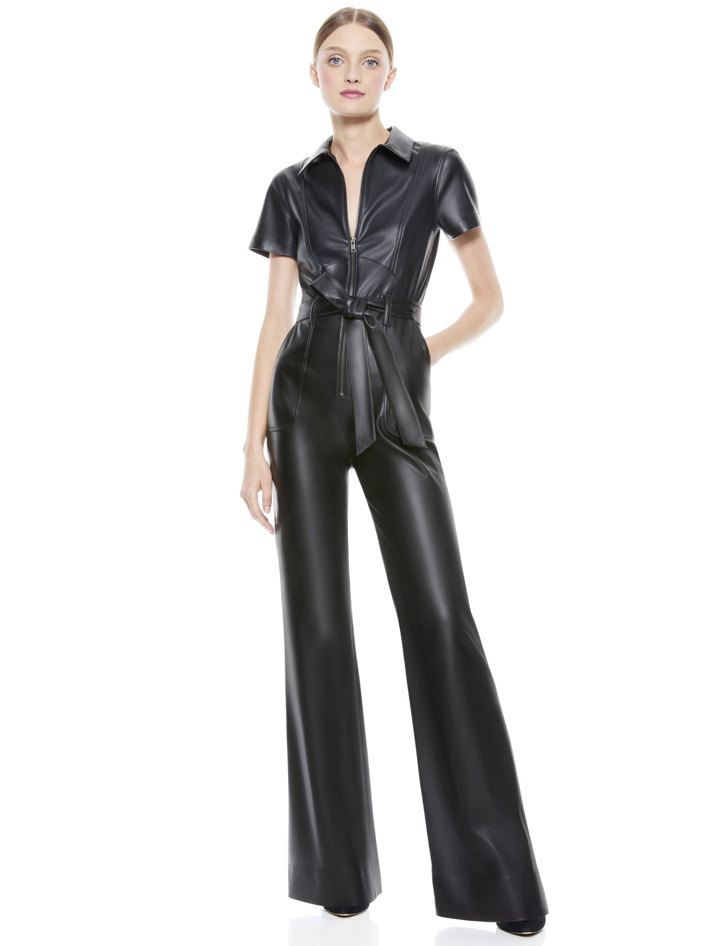 GORGEOUS VEGAN LEATHER JUMPSUIT-ALICE + OLIVIA