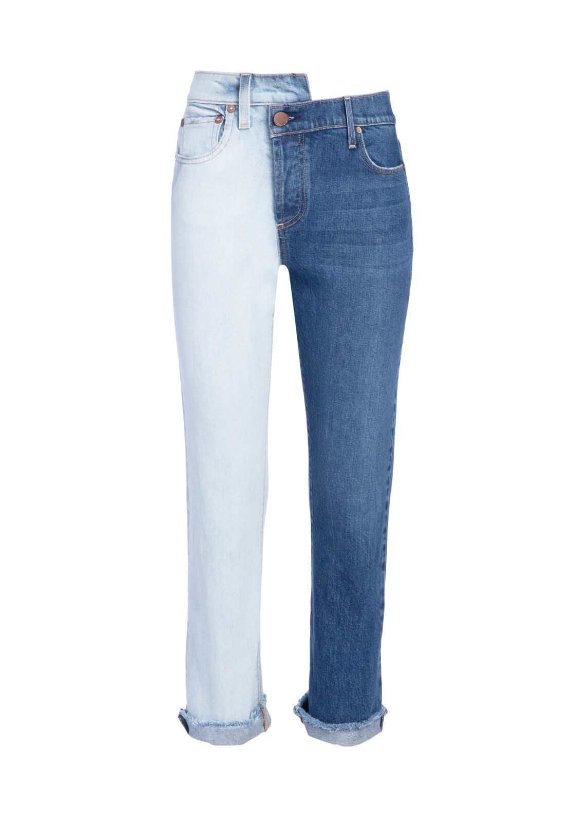 AMAZING TWO TONE HIGH RISE JEAN - DOUBLE VISION - INDIGO