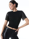 TARI CHAINMAIL SLEEVE TEE-Black-ALICE + OLIVIA