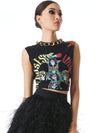 MILLER CHAIN NECK BOYFRIEND TEE-BLACK/MULTI-ALICE + OLIVIA