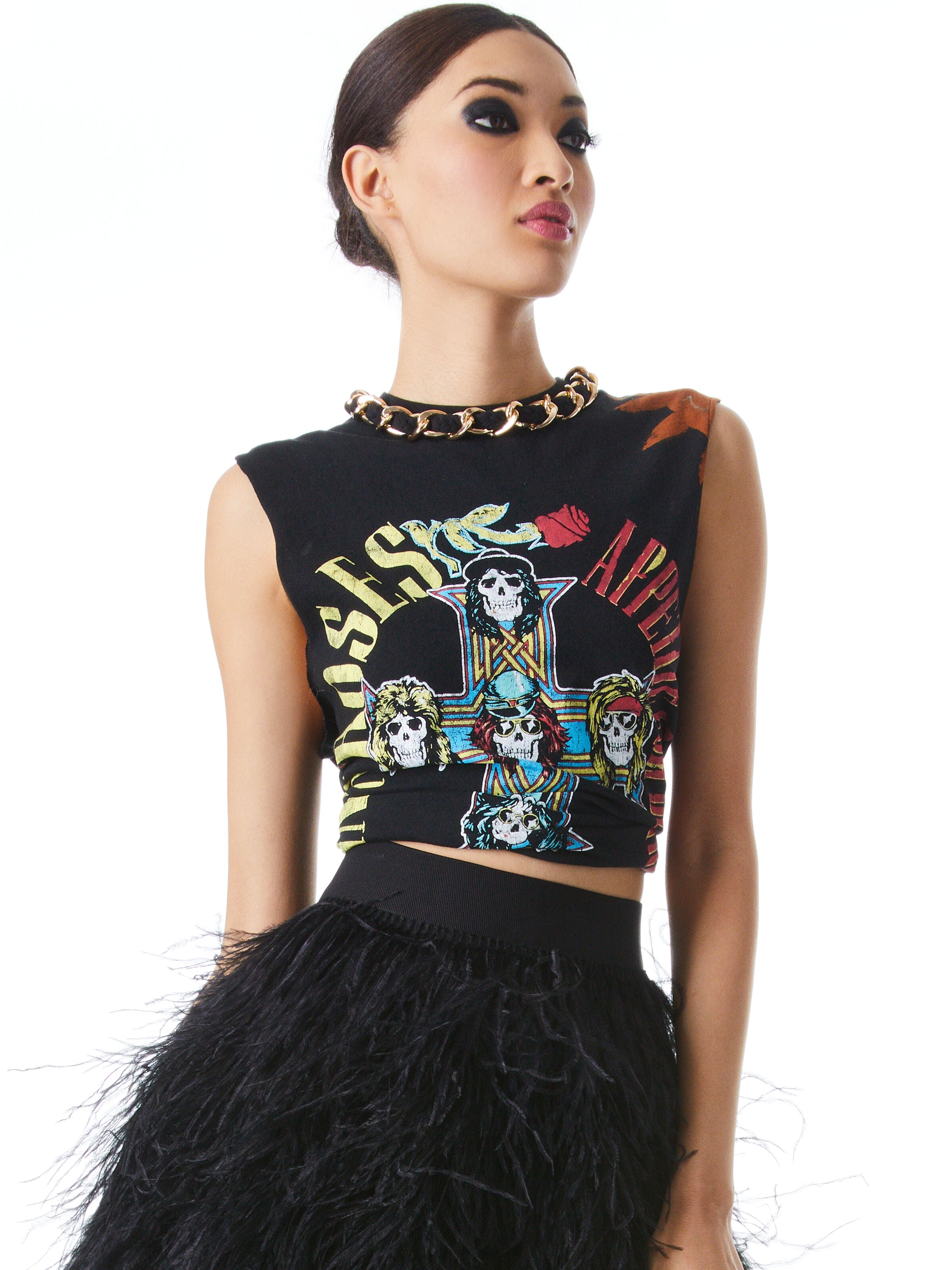 MILLER CHAIN NECK BOYFRIEND TEE-BLACK/MULTI-ALICE + OLIVIA