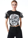 GENAE TIERED RUFFLE SLEEVE TEE-BLACK/MULTI-ALICE + OLIVIA