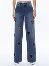 KARRIE EMBELLISHED HEART JEAN-TRUE BLUES DARK-ALICE + OLIVIA